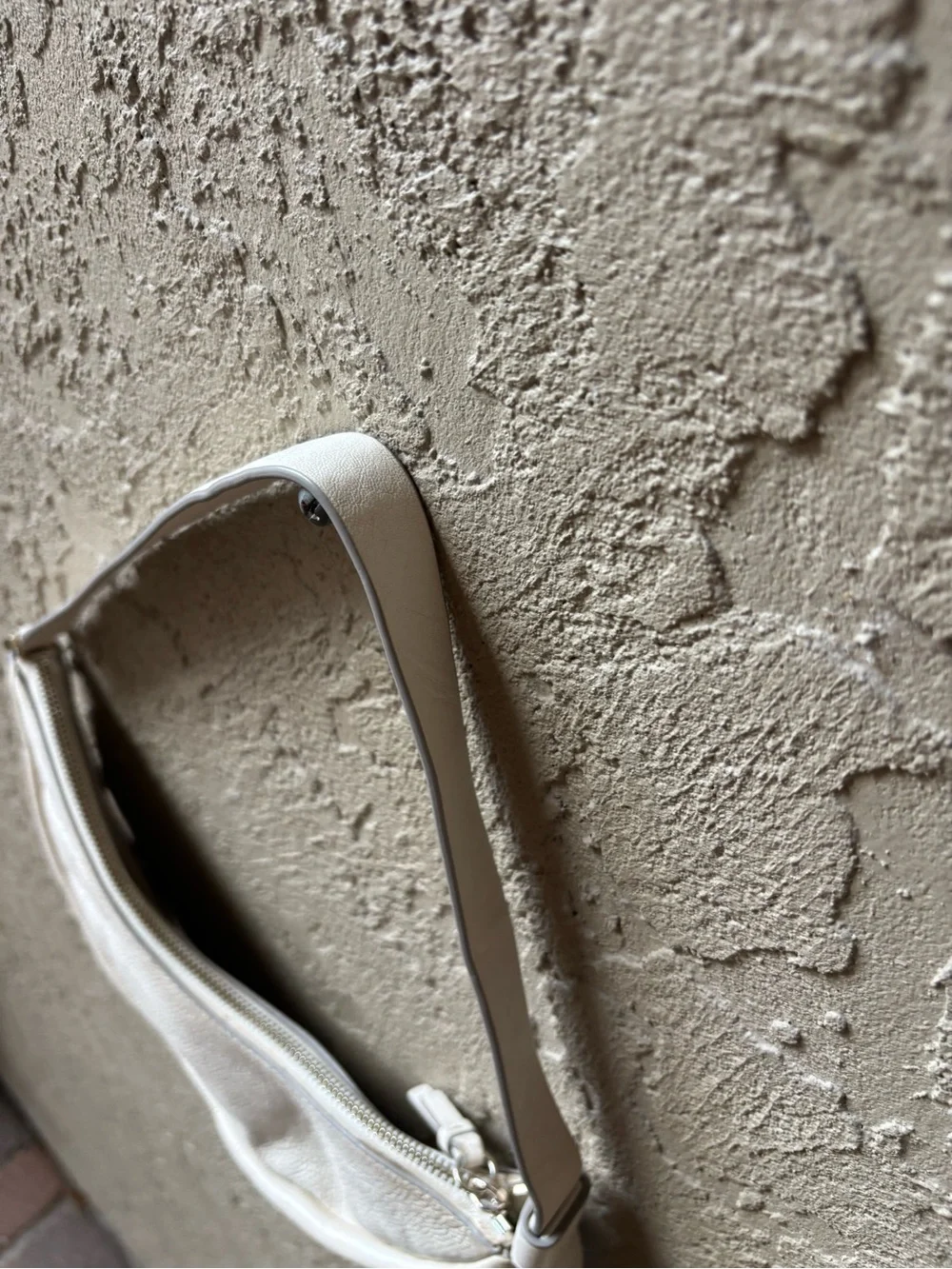 kate spade Cream Pebbled Leather Crescent Shoulder Bag